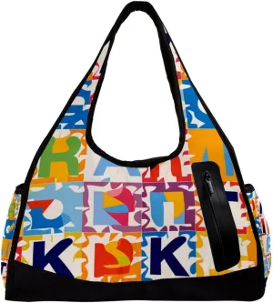 Weekender Travel Bag,Small Gym Bag,Alphabet Number Puzzle Pattern,Gym Duffle Bag