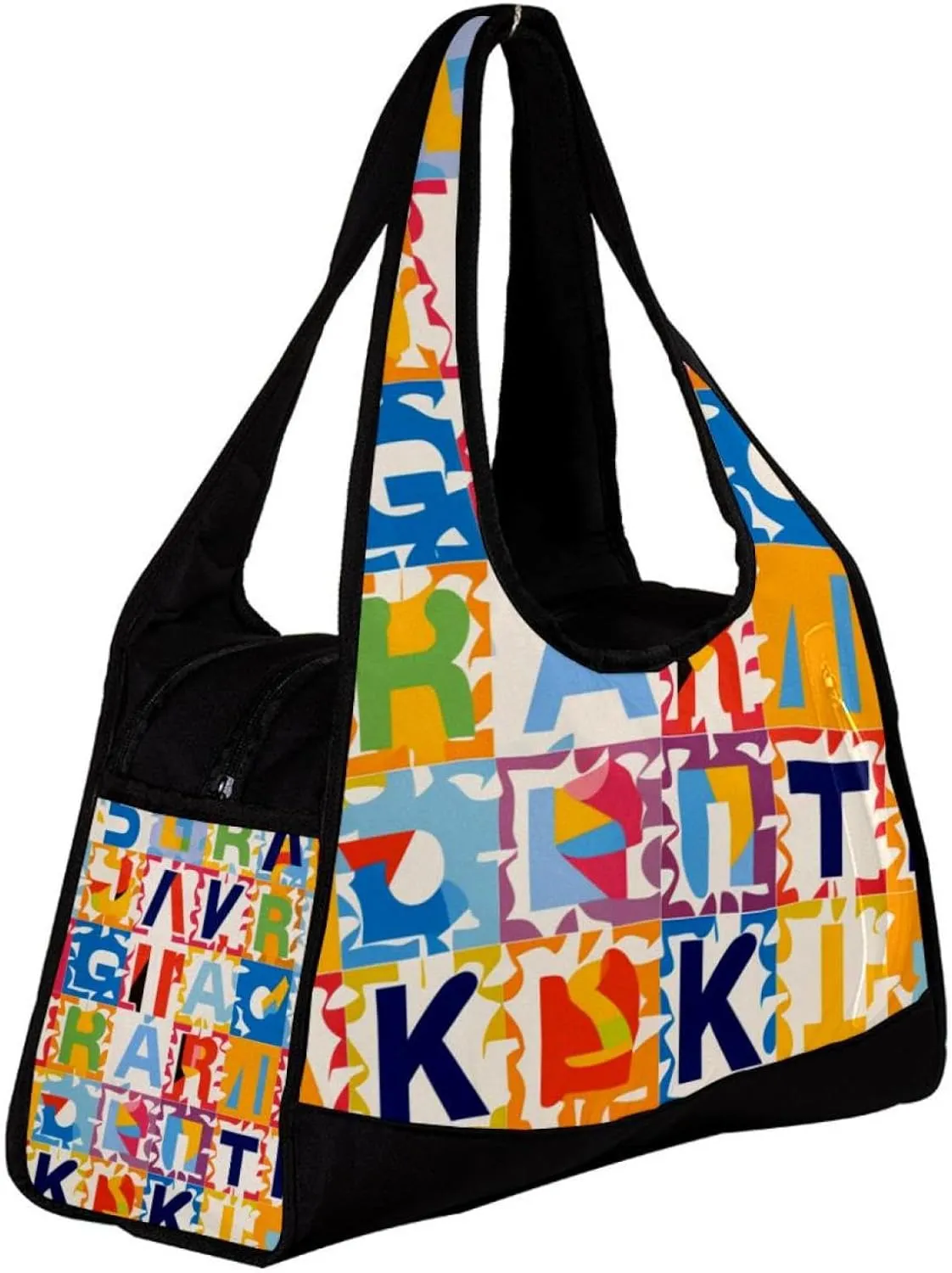 Weekender Travel Bag,Small Gym Bag,Alphabet Number Puzzle Pattern,Gym Duffle Bag