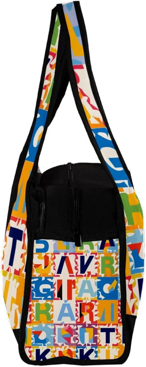 Weekender Travel Bag,Small Gym Bag,Alphabet Number Puzzle Pattern,Gym Duffle Bag