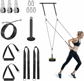 Weight Cable Pulley System Gym, Cable Weight Pulley System Attachments for Home Gym with Handle Pulley System Gym LAT Pull Down, Biceps Curl Workout