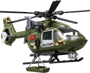 Wenbeier Military Helicopter Toy for Boys with Hanging Basket Toy Airplane with Lights and Sound Rescue Vehicles Toys for Kids Aged 3 4 5 6 7