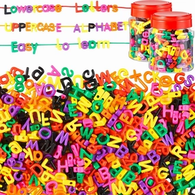 Wesiti 408 Pcs Lacing Letters Alphabet Learning Toys Toddler ABC Alphabet Beads Lacing Fine Motor Skills Toys for Preschool Games Homeschool Supplies Early Spelling(Lowercase Uppercase Letters)