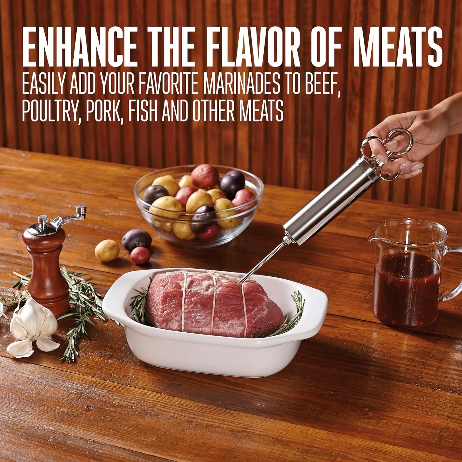 Weston Marinade Injector, 4 ounce Capacity , Nickle Plated Brass, Dishwasher Safe