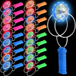 Wettarn 18 Pieces Retro Gyro Wheel Retro Magic Rail Twirler Light up Toys Rail Twirler LED Flashing Magnetic Vintage Fidget Toys for Boys Girls Adults, 4 Assorted Colors