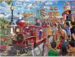 White Mountain Puzzles - Seaside Railroad - 500 Piece Jigsaw Puzzle for Adults & Kids - Fun Family Activity - 18”x24