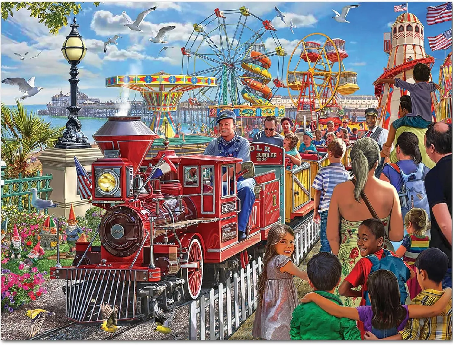 White Mountain Puzzles - Seaside Railroad - 500 Piece Jigsaw Puzzle for Adults & Kids - Fun Family Activity - 18”x24