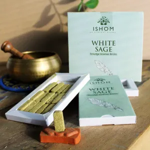 White Sage Smudge Bricks Natural Incense and Burner - Pack of 15