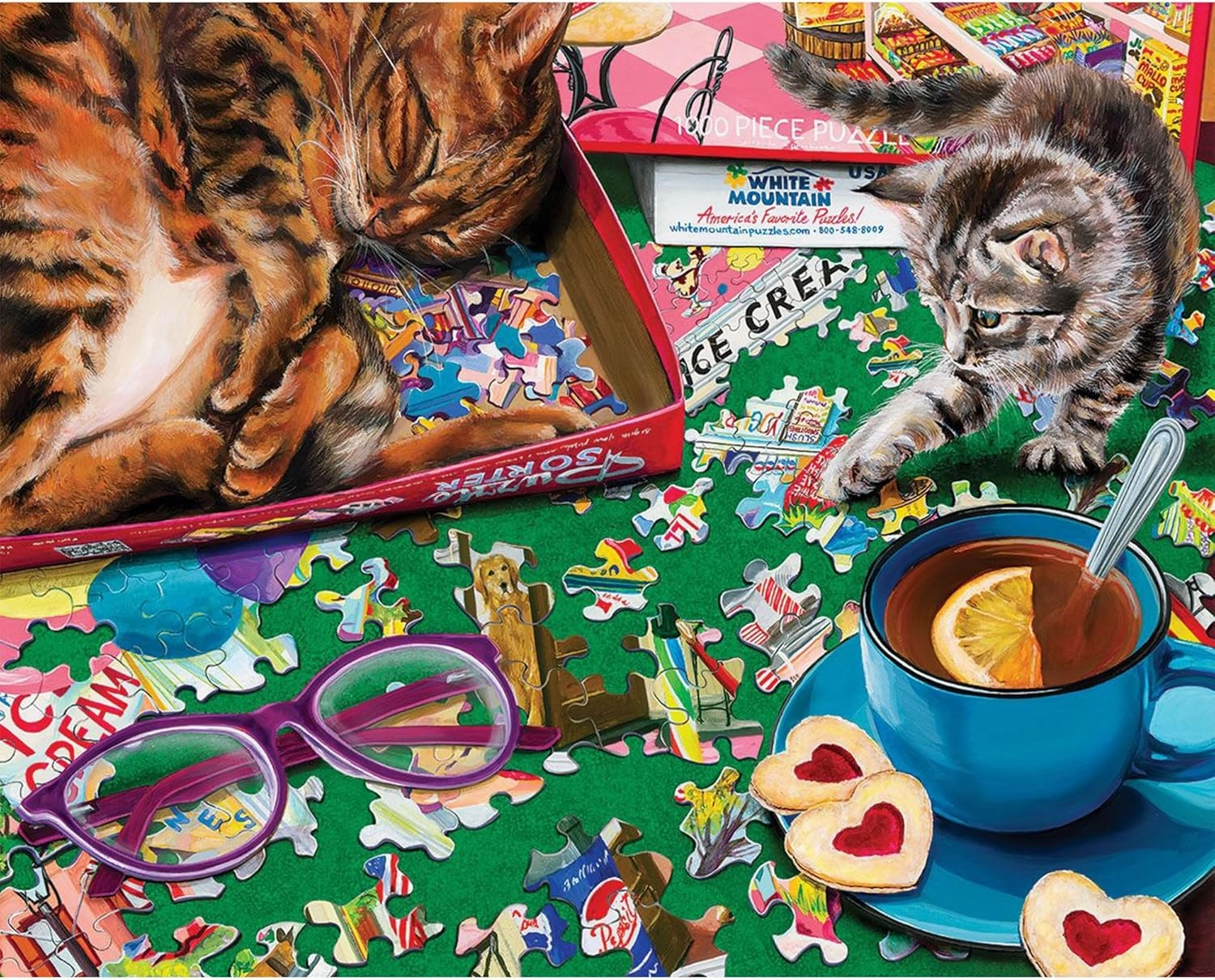 White Mountain Cats Puzzles for Adults 1000 Pieces Jigsaw Puzzle for Cat Lovers