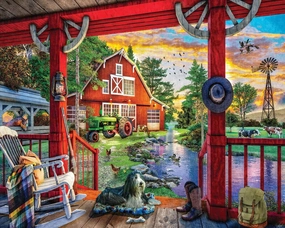 White Mountain Farm Porch 1000 Piece Country Puzzles Spring Jigsaw Puzzle for Adults and Family
