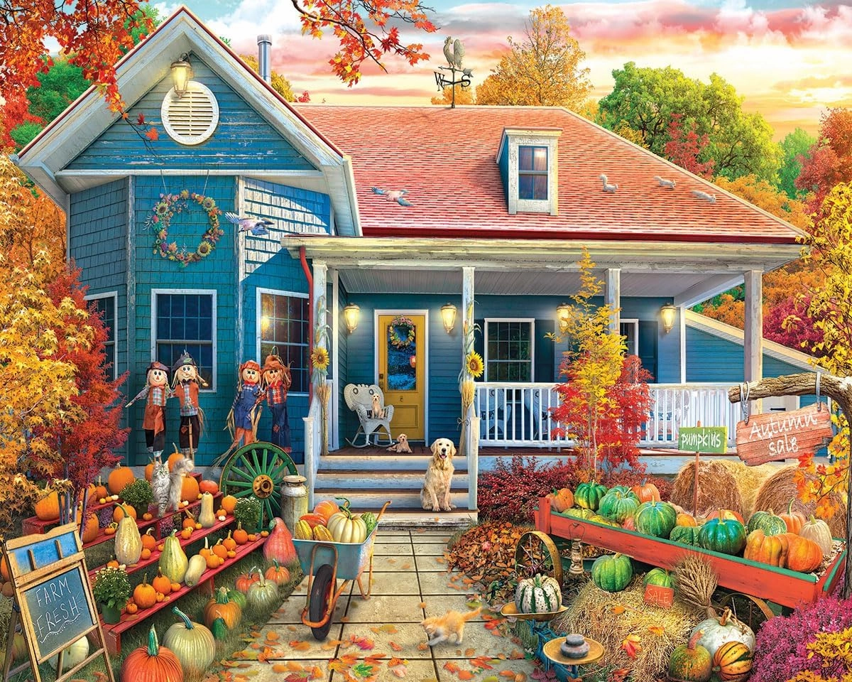 White Mountain Puzzles - Autumn House - 1000 Piece Jigsaw Puzzle for Adults