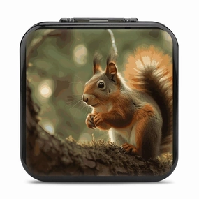 Wildlife Forest Squirrel Switch Game Case Switch Game Holder Cartridge Case Storage 24 Games & 2 Micro Sd Card Slots, Travel Carry Cases, Portable Games Card Storage, Hard Shell, Buckle Closure