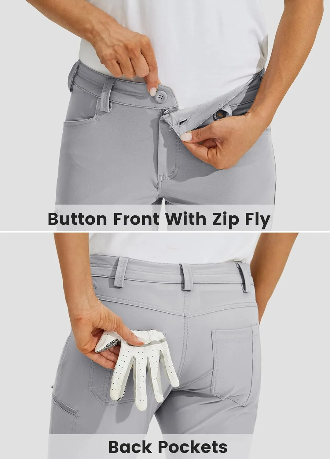 Willit Women's Golf Hiking Capris Pants with Pockets Quick Dry Outdoor Casual Pants Water Resistant