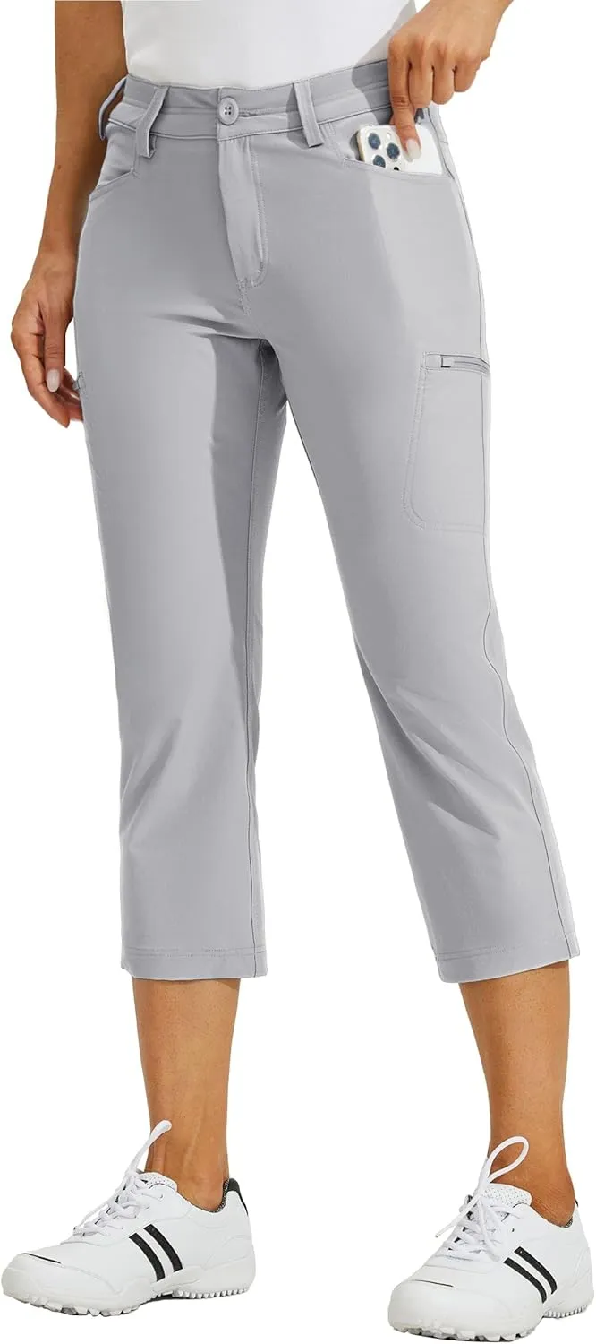 Willit Women's Golf Hiking Capris Pants with Pockets Quick Dry Outdoor Casual Pants Water Resistant