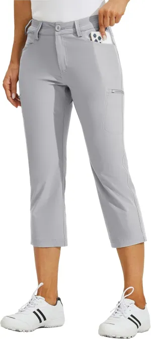 Willit Women's Golf Hiking Capris Pants with Pockets Quick Dry Outdoor Casual Pants Water Resistant