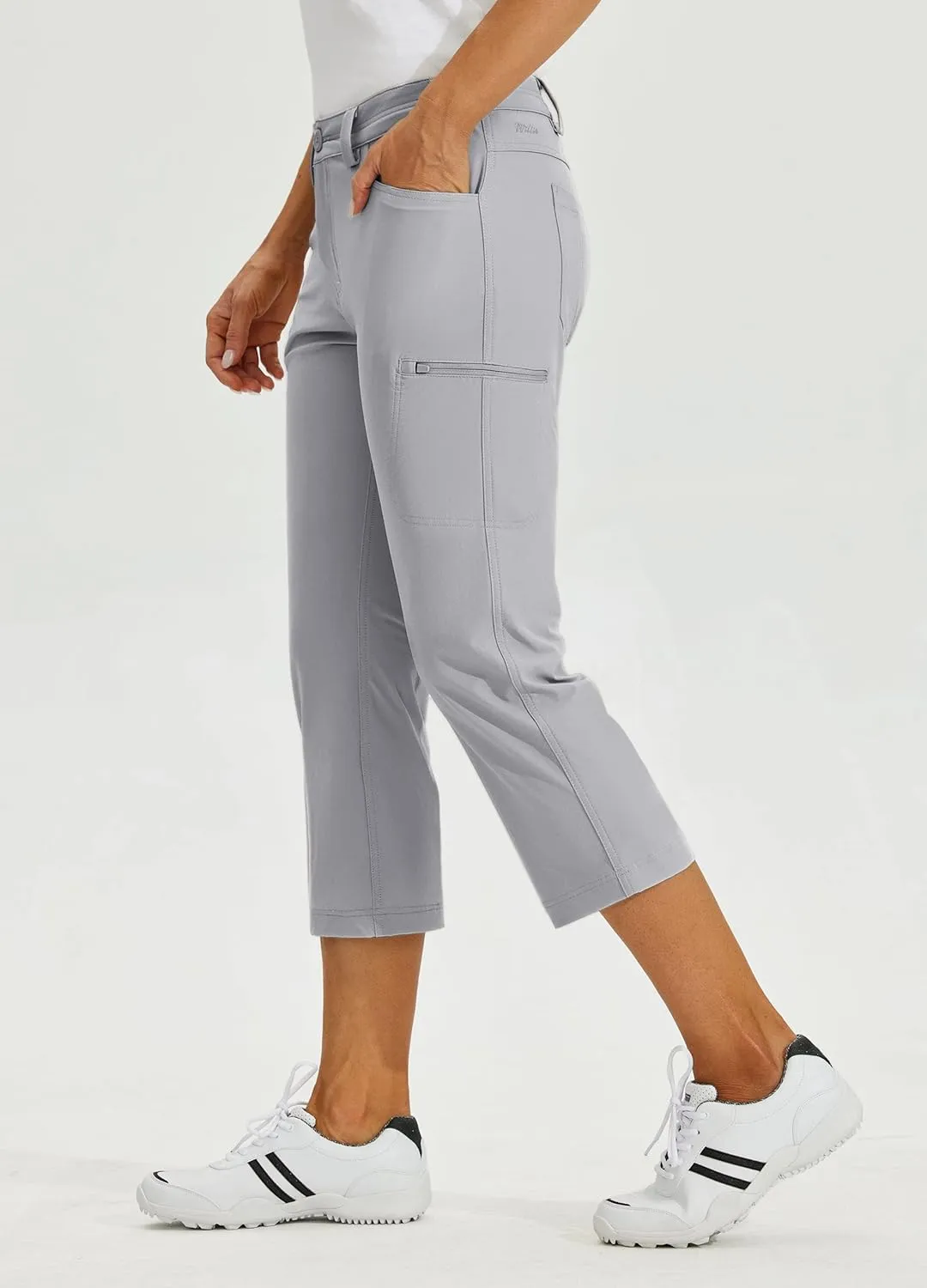 Willit Women's Golf Hiking Capris Pants with Pockets Quick Dry Outdoor Casual Pants Water Resistant