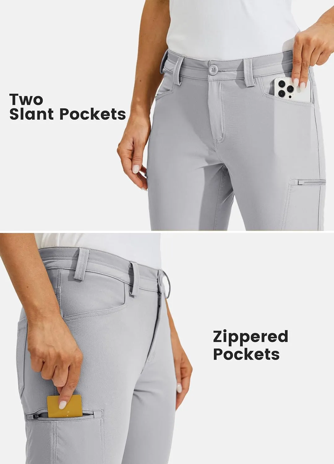 Willit Women's Golf Hiking Capris Pants with Pockets Quick Dry Outdoor Casual Pants Water Resistant