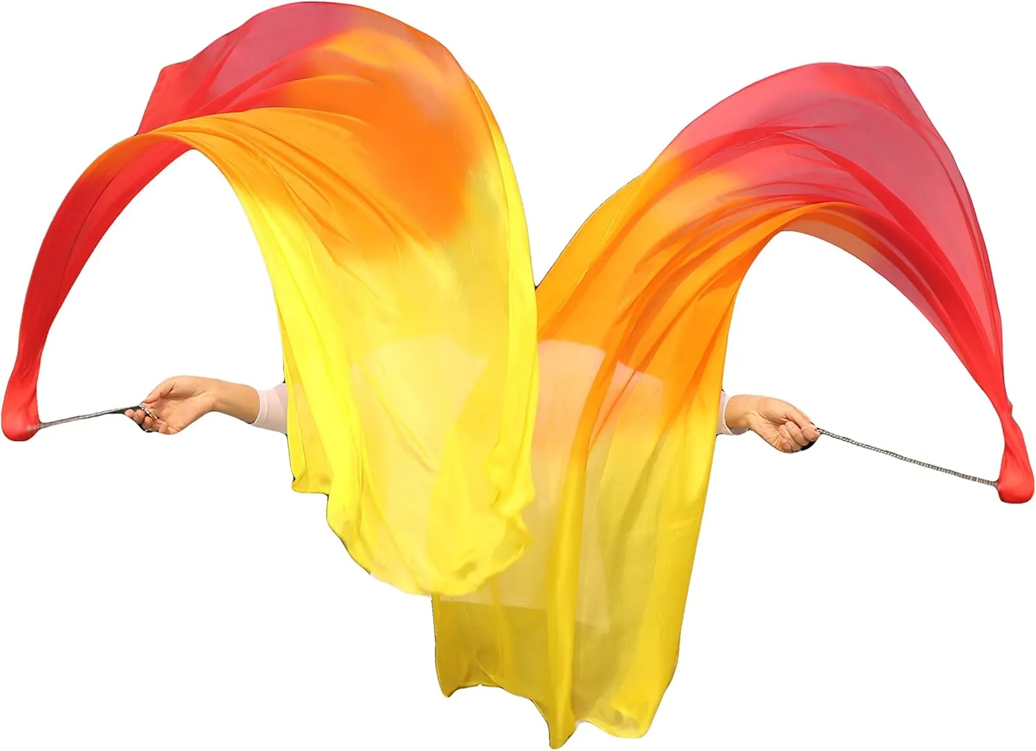 Winged Sirenny Single Piece 70" Play Silk Scarf with Poi Ball, Colorful Silk Flag Ribbon Streamer, Belly Dance Practice VOI