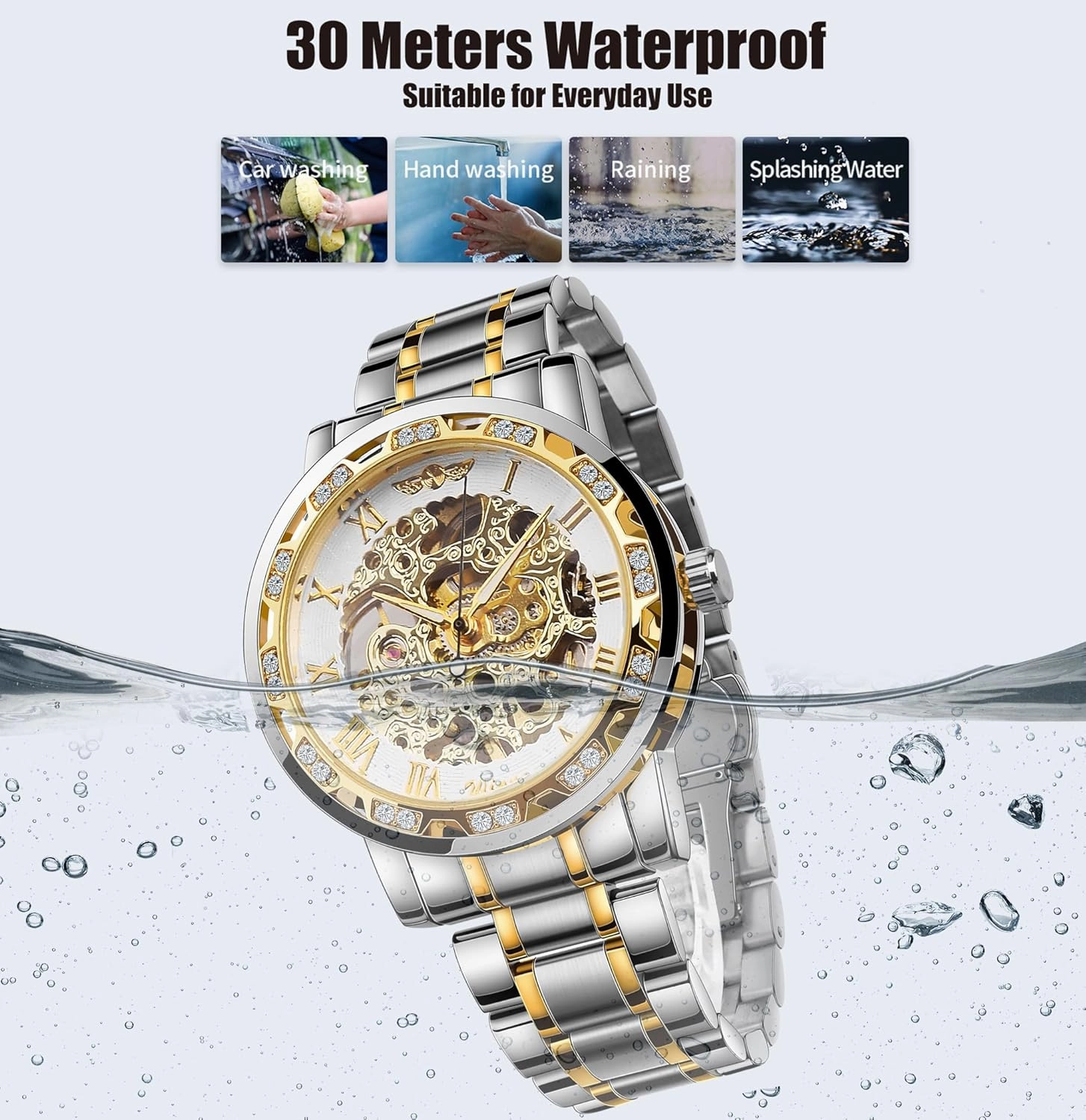 Winner Retro Manual Mechanical Skeleton Watch with Diamond and Carving Flower Craft Men Skeleton Wrist Watch Mechanical Classic Roman Number