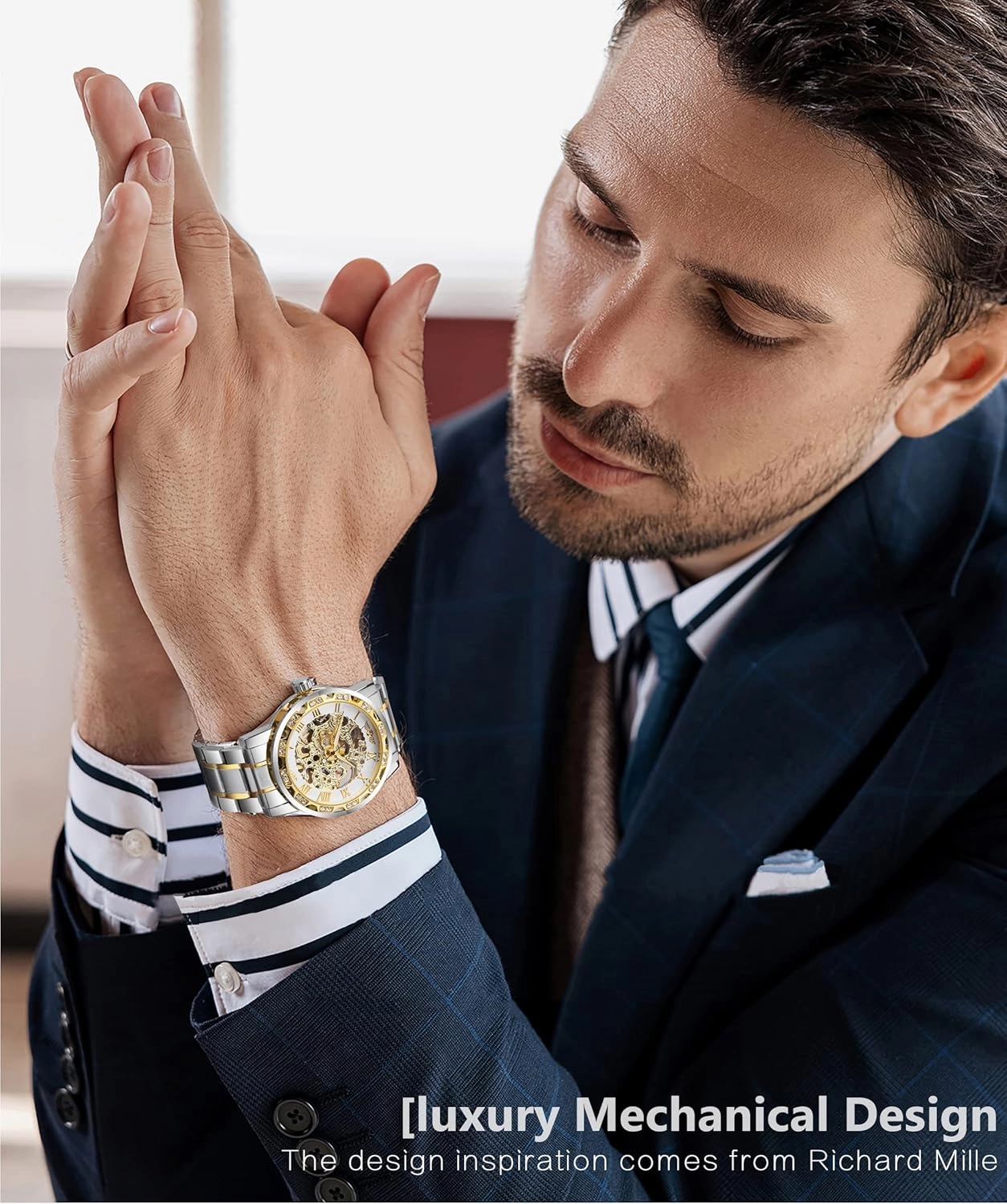 Winner Retro Manual Mechanical Skeleton Watch with Diamond and Carving Flower Craft Men Skeleton Wrist Watch Mechanical Classic Roman Number
