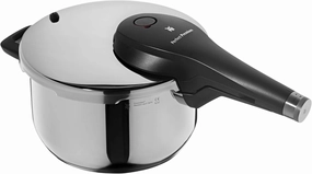 WMF Perfect Pressure Cooker 4.5 L Premium Polished Stainless Steel 2 Cooking Levels All-in-One Rotary Knob, Dishwasher Safe, Diameter Suitable for Induction, Stainless Steel, Silver, 22 cm