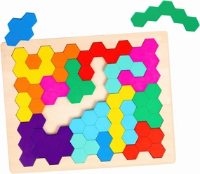 WODI Montessori Wooden Puzzles for Kids Ages 3 , Pattern Blocks STEM Toys, Brain Teaser Games, Preschool Learning Toys, Educational Gift for Toddlers Boys Girls