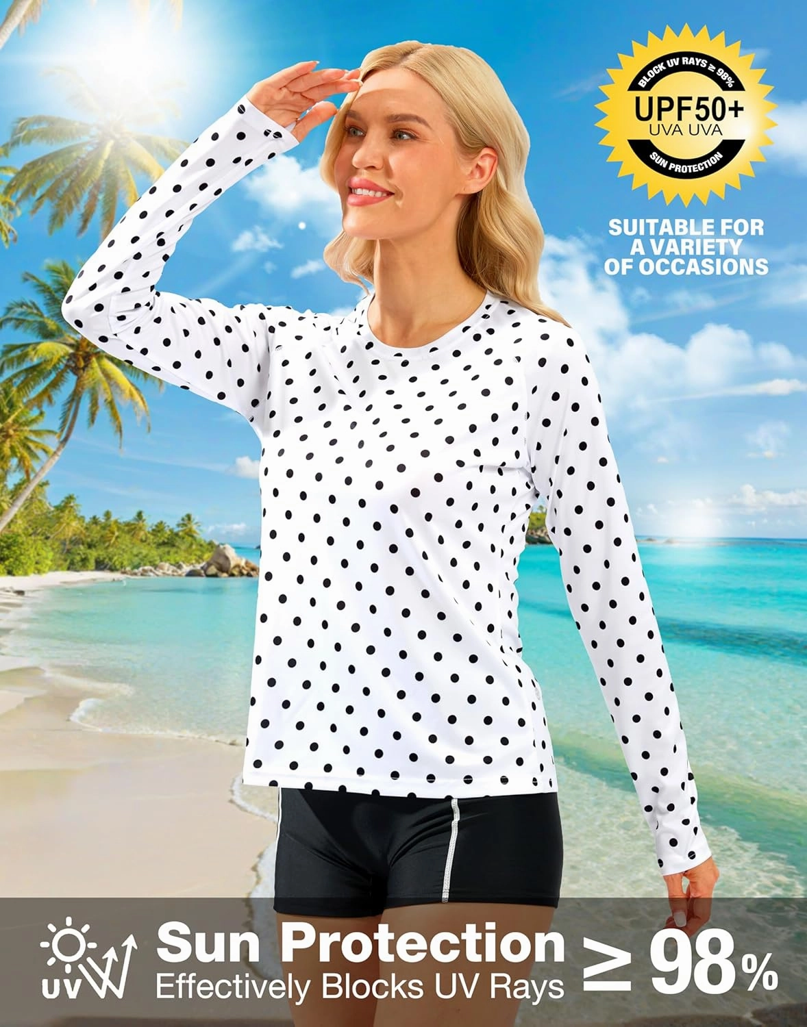Women's UPF 50  Sun Shirts Long Sleeve UV Protection Rash Guard Lightweight Quick Dry Workout Hiking Tops for Women
