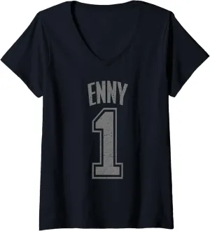 Womens Enny Supporter Number 1 Biggest Fan V-Neck T-Shirt
