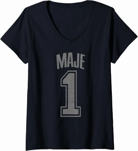 Womens Maje Supporter Number 1 Biggest Fan V-Neck T-Shirt