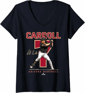 Womens Number and Portrait Corbin Carroll Arizona V-Neck T-Shirt