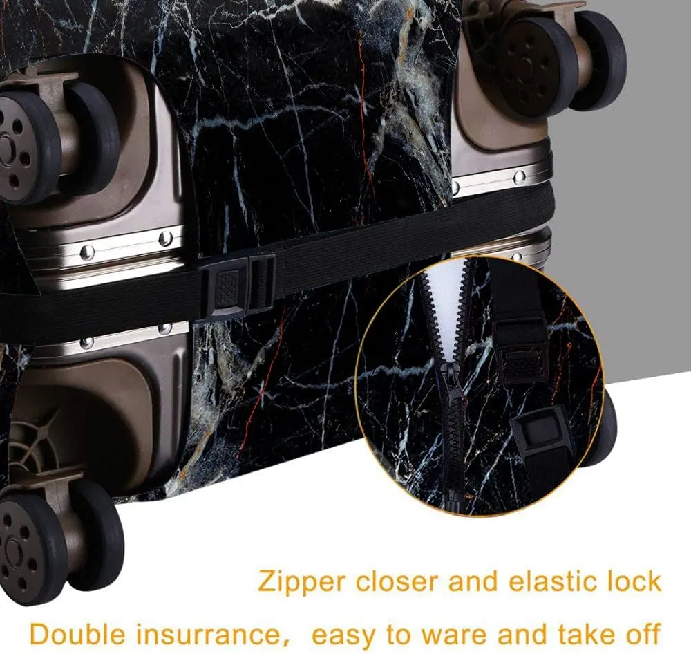 Wondertify Black Stone Wall Suitcase Cover Dark Natural Solid Rock Surface Travel Elastic Protective Washable Suitcase Protector Fits 25 To 28 Inch