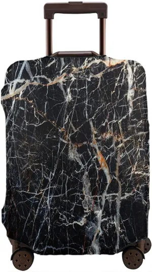 Wondertify Black Stone Wall Suitcase Cover Dark Natural Solid Rock Surface Travel Elastic Protective Washable Suitcase Protector Fits 25 To 28 Inch