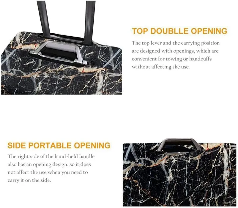 Wondertify Black Stone Wall Suitcase Cover Dark Natural Solid Rock Surface Travel Elastic Protective Washable Suitcase Protector Fits 25 To 28 Inch