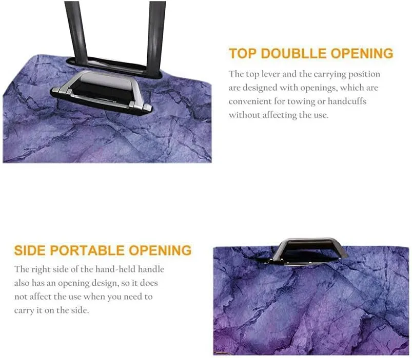 Wondertify Digital Marbled Surface Travel Suitcase Protector Marbling Stone Texture Violet Blue Purple Marble Golden Veins Washable Elastic Luggage Cover With Concealed Zipper Fits 18-21 Inch
