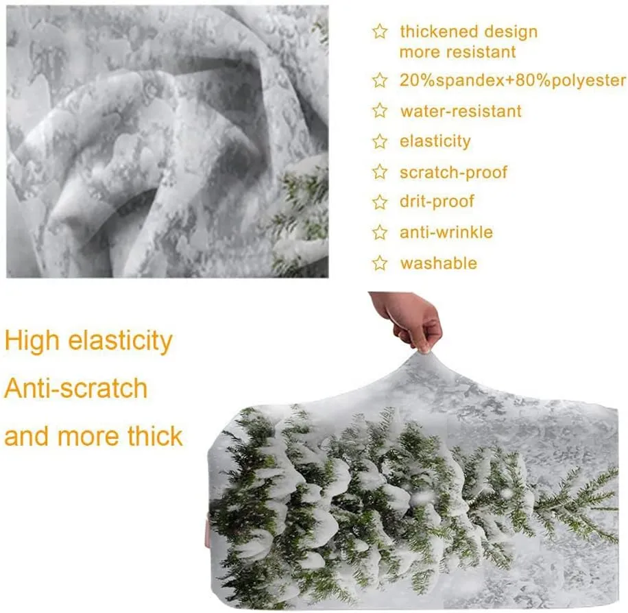 Wondertify Fir Tree Travel Suitcase Protector Thick Snow Evergreen Fir Pine Conifer Washable Elastic Luggage Cover With Concealed Zipper Fits 18-21 Inch White