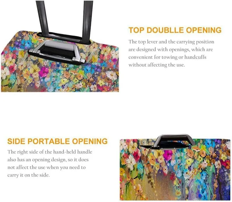 Wondertify Floral Suitcase Cover Flowers Travel Elastic Protective Washable Suitcase Protector Fits 25 To 28 Inch White Yellow Red Blue Green Purple
