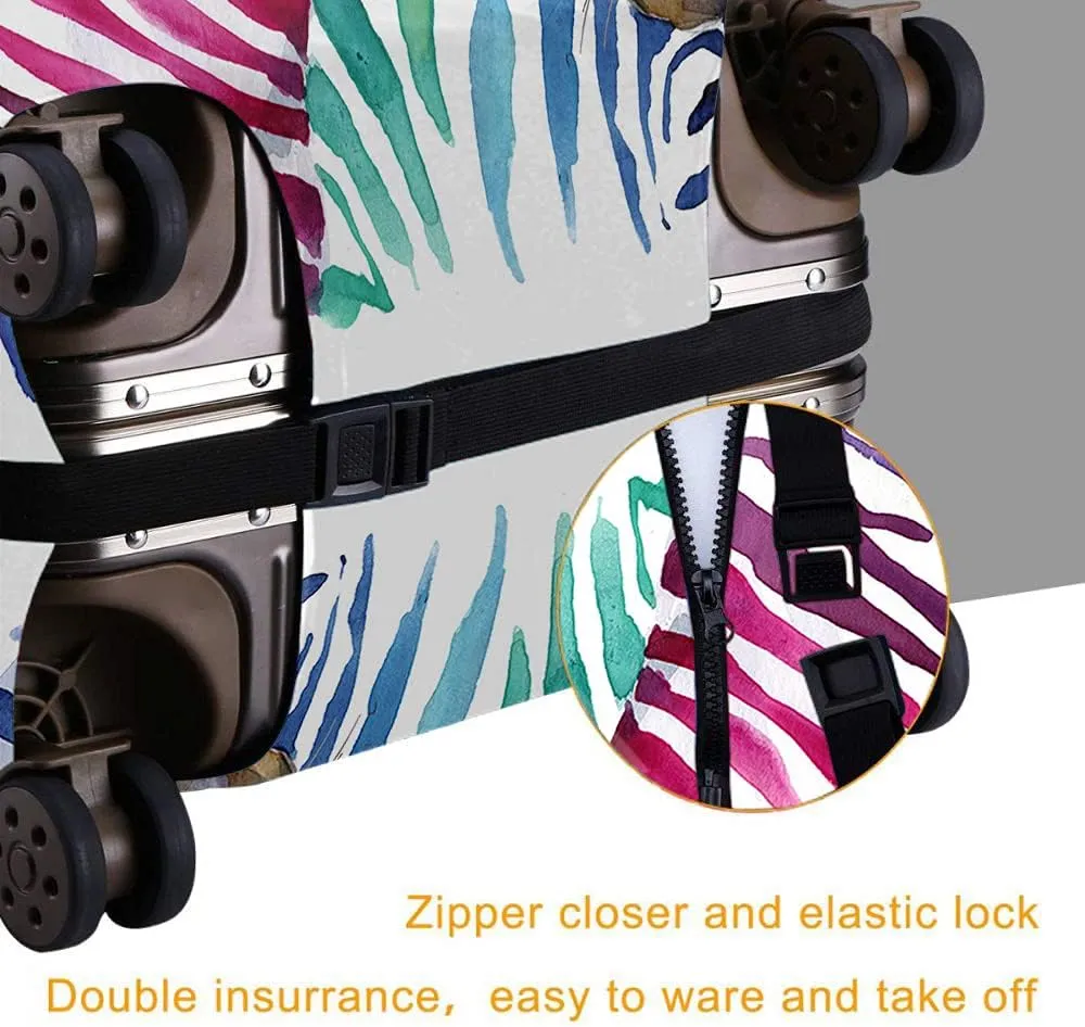 WONDERTIFY Zebra Travel Suitcase Protector Watercolor African Nature Rainbow Stripe Wild Animals Exotic Wildlife Elastic Washable Luggage Cover With Concealed Zipper Fits 29-32 Inch