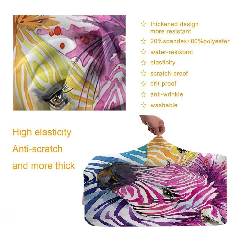 WONDERTIFY Zebra Travel Suitcase Protector Watercolor African Nature Rainbow Stripe Wild Animals Exotic Wildlife Elastic Washable Luggage Cover With Concealed Zipper Fits 29-32 Inch