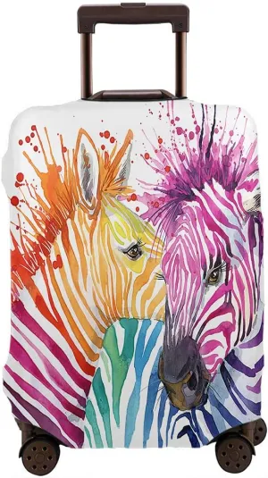WONDERTIFY Zebra Travel Suitcase Protector Watercolor African Nature Rainbow Stripe Wild Animals Exotic Wildlife Elastic Washable Luggage Cover With Concealed Zipper Fits 29-32 Inch