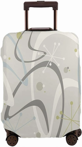 WONDERTIFY Atomic Travel Suitcase Protector Vintage Retro Mid Century Modern 1950S Style Washable Elastic Luggage Cover With Concealed Zipper Beige Fits 18-21 Inch