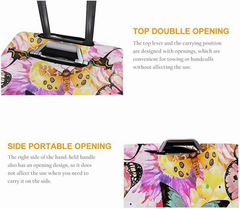 Wondertify Butterfly Travel Suitcase Protector Romance Floral Blossom Washable Elastic Luggage Cover With Concealed Zipper Fits 18-21 Inch Green Purple Blue Orange Yellow