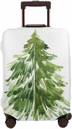 Wondertify Christmas Tree Suitcase Cover Evergreen Pinecone Conifer Travel Elastic Protective Washable Suitcase Protector Fits 25 To 28 Inch Green