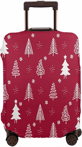 Wondertify Christmas Tree Travel Suitcase Protector Winter Trees Washable Elastic Luggage Cover With Concealed Zipper Fits 18-21 Inch Red
