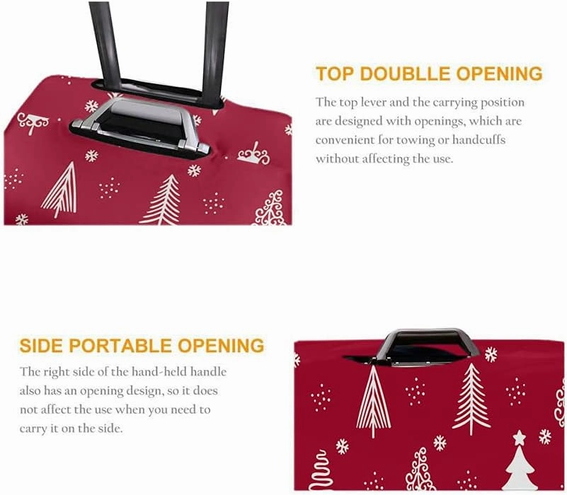 Wondertify Christmas Tree Travel Suitcase Protector Winter Trees Washable Elastic Luggage Cover With Concealed Zipper Fits 18-21 Inch Red