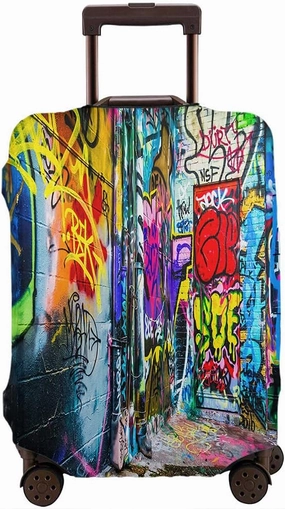 Wondertify Colorful Designs Travel Suitcase Protector Graffiti Alley Baltimore Maryland Washable Elastic Luggage Cover With Concealed Zipper Fits 18-21 Inch