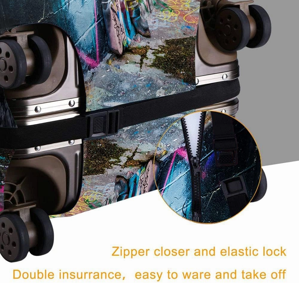 Wondertify Colorful Designs Travel Suitcase Protector Graffiti Alley Baltimore Maryland Washable Elastic Luggage Cover With Concealed Zipper Fits 18-21 Inch