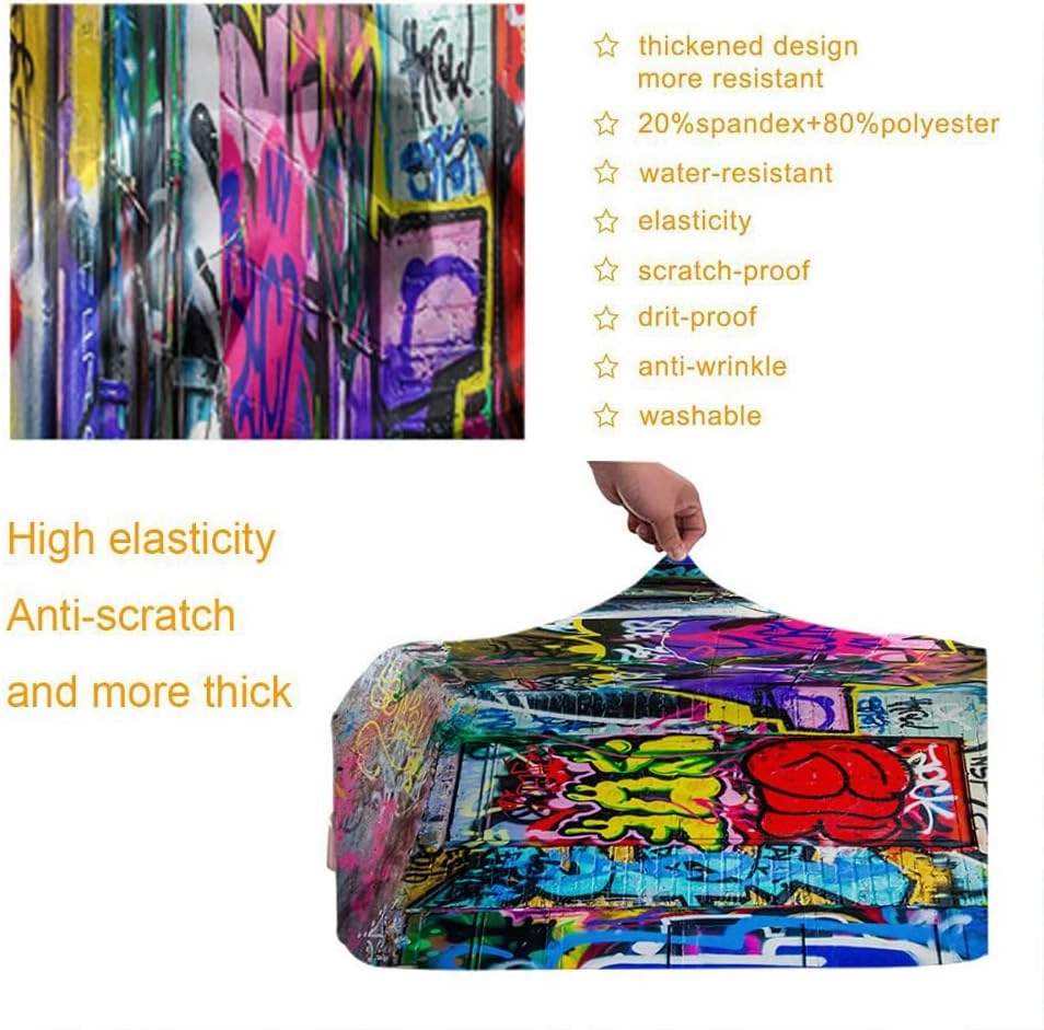 Wondertify Colorful Designs Travel Suitcase Protector Graffiti Alley Baltimore Maryland Washable Elastic Luggage Cover With Concealed Zipper Fits 18-21 Inch