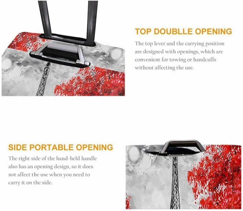 Wondertify Eiffel Tower Suitcase Cover Paris France Couple Umbrella Park Travel Elastic Protective Washable Suitcase Protector Fits 25 To 28 Inch Black White Red