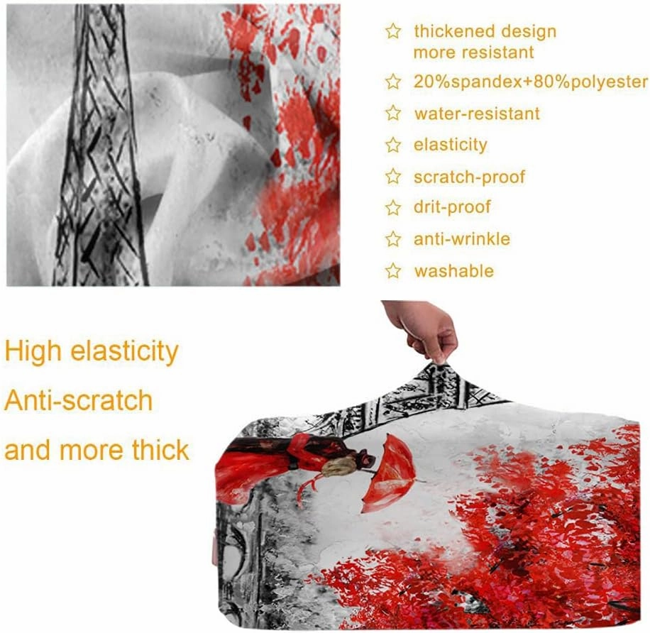 Wondertify Eiffel Tower Suitcase Cover Paris France Couple Umbrella Park Travel Elastic Protective Washable Suitcase Protector Fits 25 To 28 Inch Black White Red