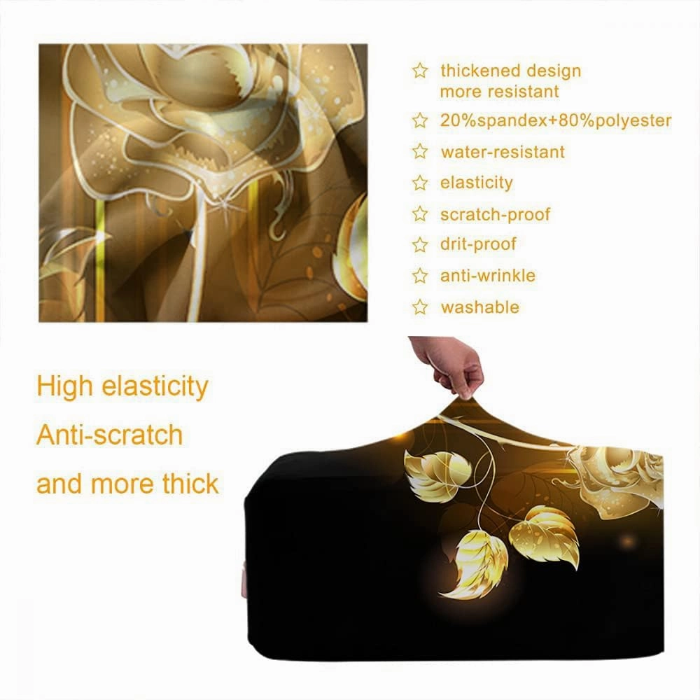 Wondertify Golden Rose Travel Suitcase Protector Romance Yellow Petal Washable Elastic Luggage Cover With Concealed Zipper Fits 18-21 Inch
