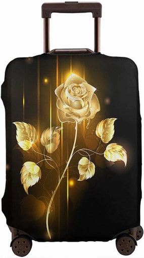 Wondertify Golden Rose Travel Suitcase Protector Romance Yellow Petal Washable Elastic Luggage Cover With Concealed Zipper Fits 18-21 Inch